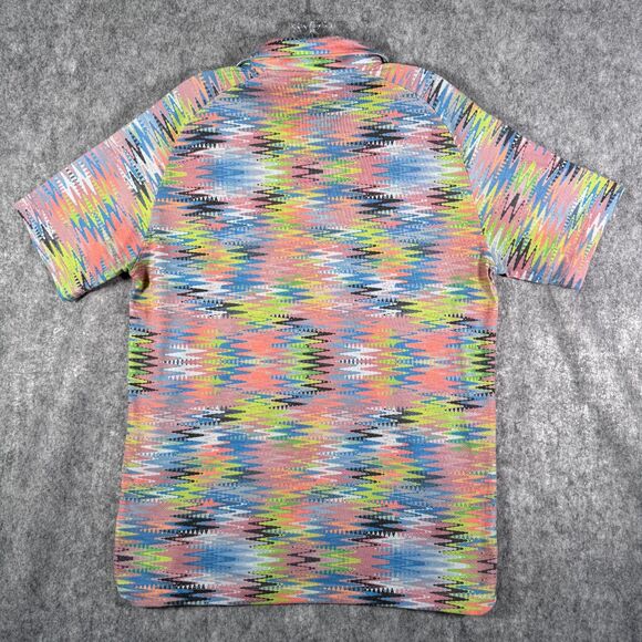 Municipal Shirt Mens Size Large Pink Short Sleeve Polo Sport Tech Zigzag Mesh - Picture 9 of 12